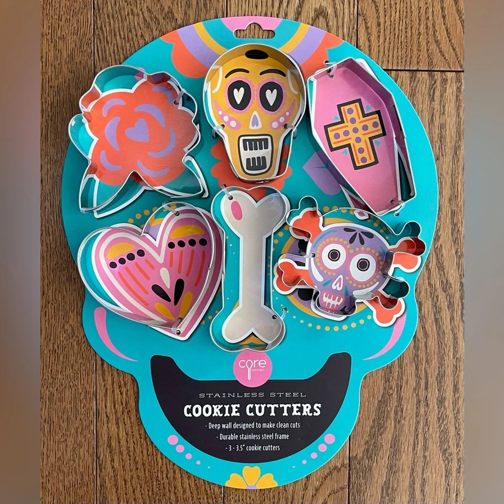 Core Kitchen Sugar Skull Day of the Dead 6 Cookie Cutter Set Stainless Steel NEW